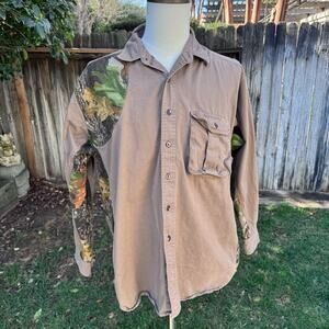 Pro Gear by Wrangler Hunting Brown Camo Long Sleeve Shooting Shirt Men's XL